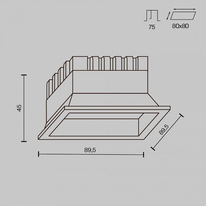 Встраиваемый светильник maytoni technical okno dl056-8w3-4-6k-b