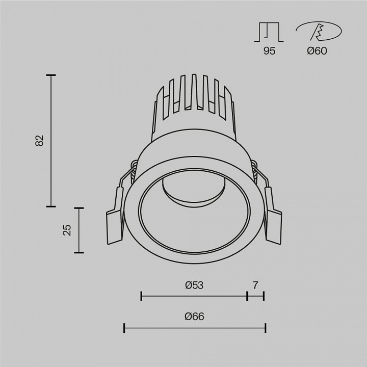 Встраиваемый светильник maytoni technical  dl115-10w-3k-b