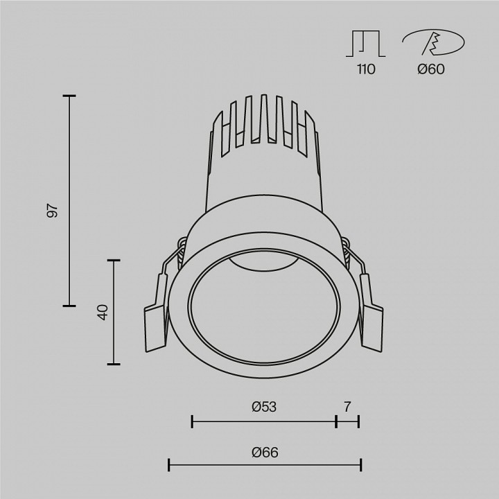 Встраиваемый светильник maytoni technical  dl116-10w-3k-b