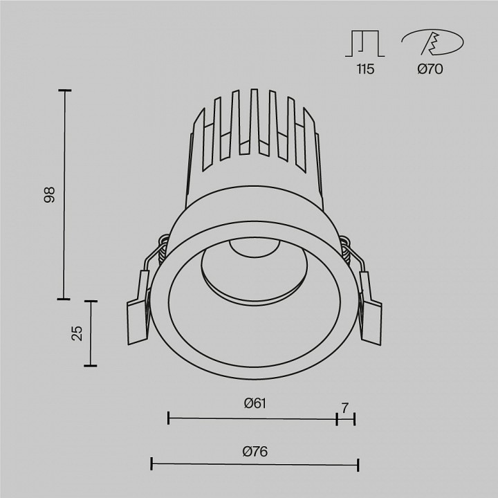 Встраиваемый светильник maytoni technical dip dl117-15w-2.7k-w