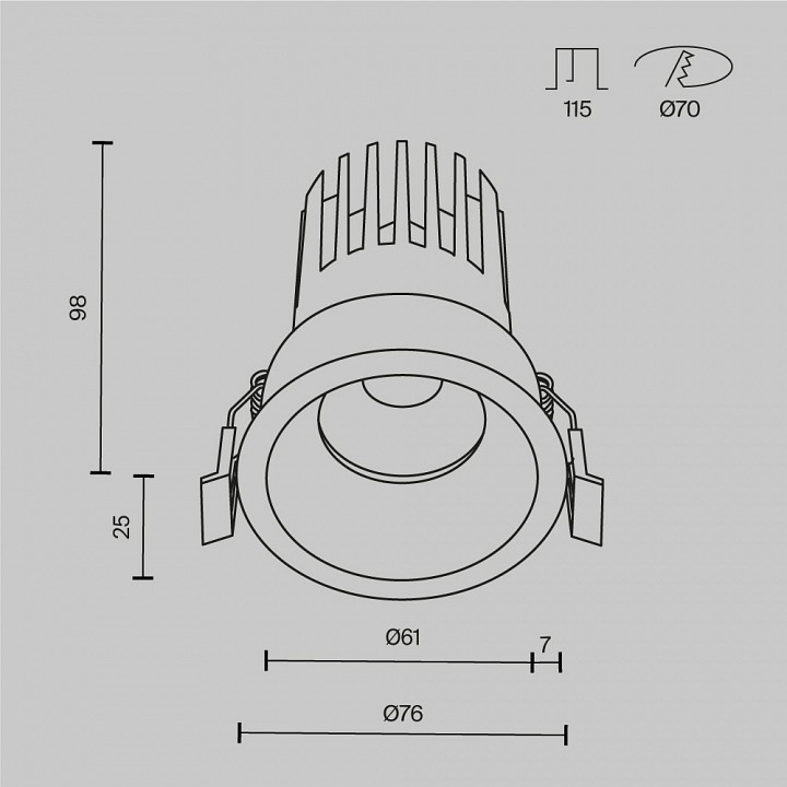 Встраиваемый светильник maytoni technical  dl117-15w-3k-b