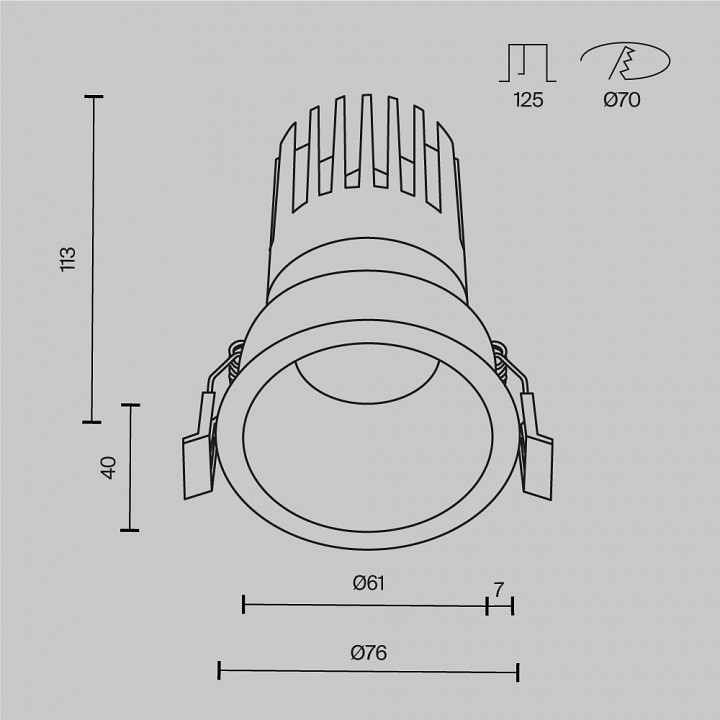 Встраиваемый светильник maytoni technical dip dl118-15w-4k-b