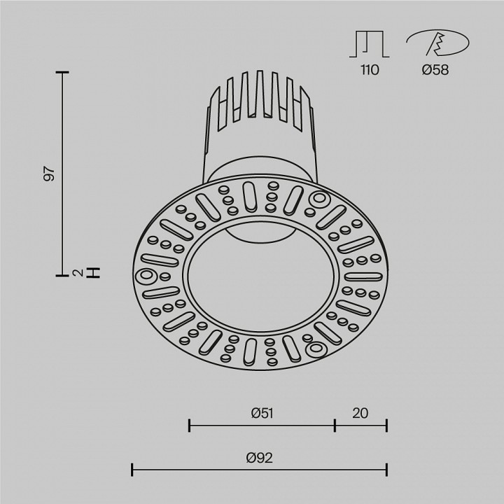 Встраиваемый светильник maytoni technical  dl120-10w-3k-trs-w