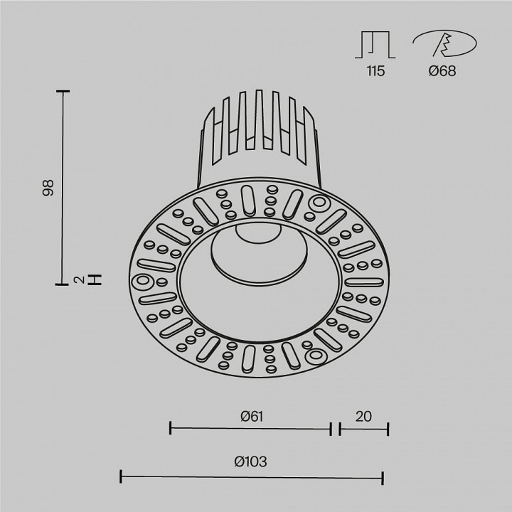 Встраиваемый светильник maytoni technical dl121-15w-3k-trs-b