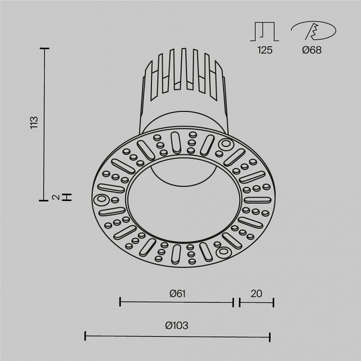 Встраиваемый светильник maytoni technical dip dl122-15w-2.7k-trs-b