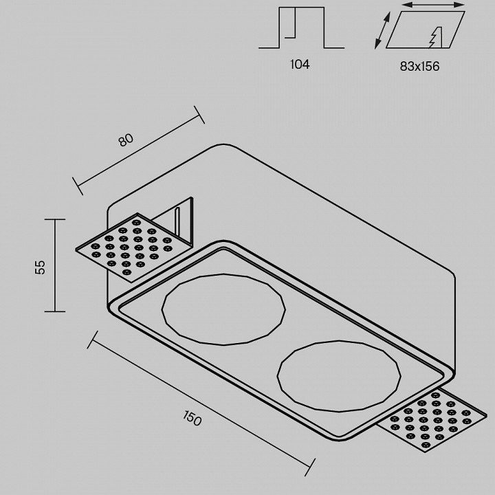 Встраиваемый светильник maytoni technical gyps modern dl123-gu10-02-w