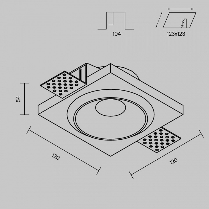 Встраиваемый светильник maytoni technical gyps modern dl124-gu10-01-trs-w