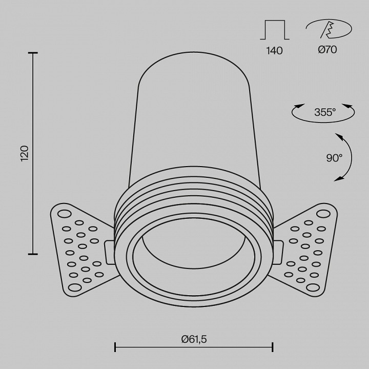 Встраиваемый светильник maytoni technical focus led dl125-l12-3k-trs-w