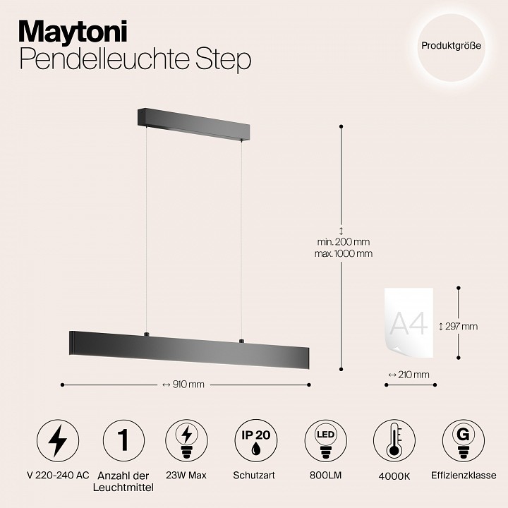 Подвесной светильник maytoni technical step p010pl-l23w4k
