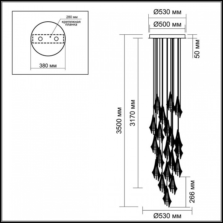 Подвесная люстра odeon light afalina 5442/137l