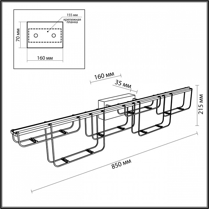 Накладной светильник odeon light zaha 7059/12wl