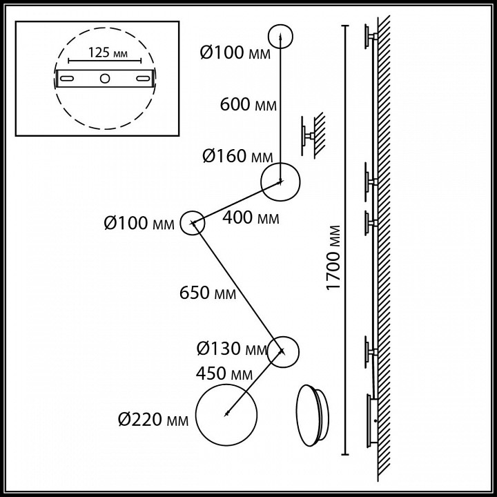 Накладной светильник odeon light galaxy 7115/30wl