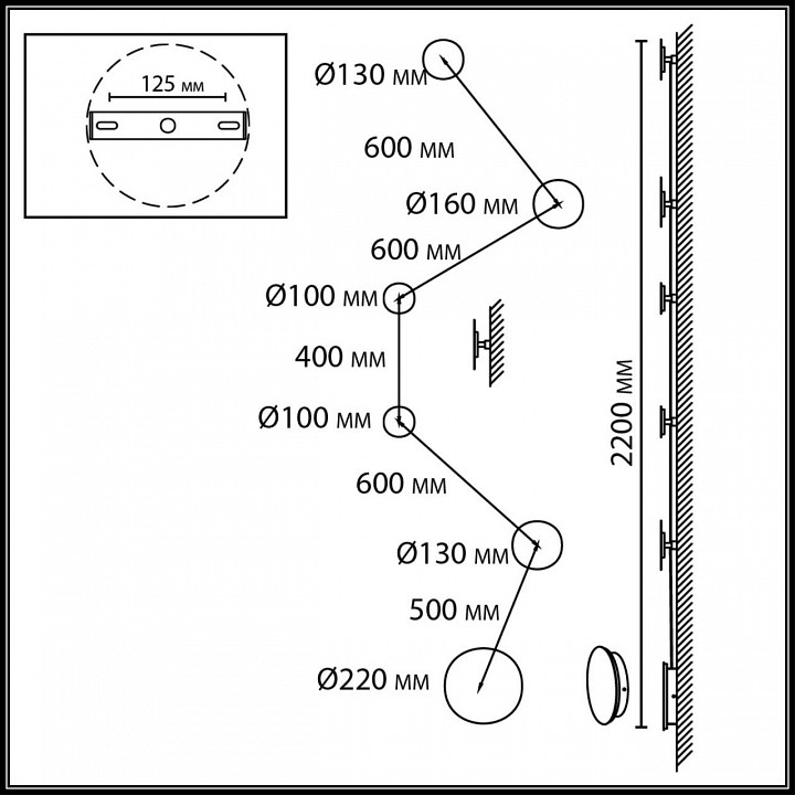 Накладной светильник odeon light galaxy 7115/36wl