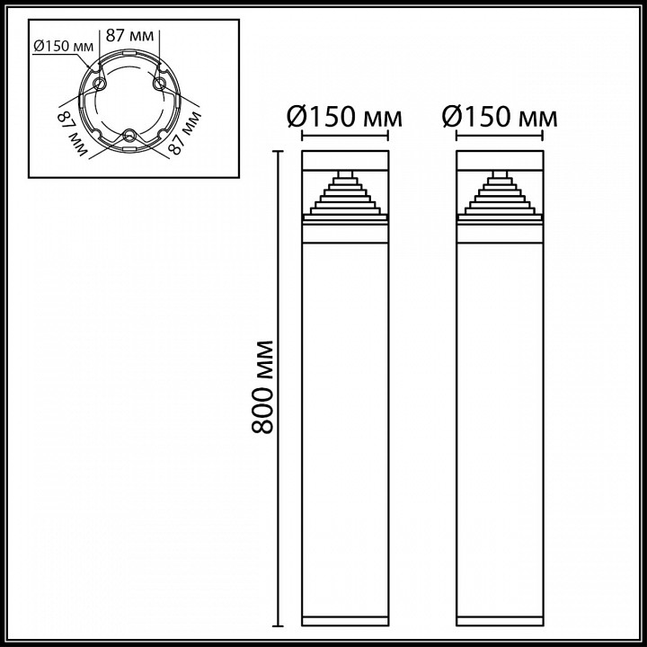 Наземный низкий светильник odeon light hulk 7140/20gla