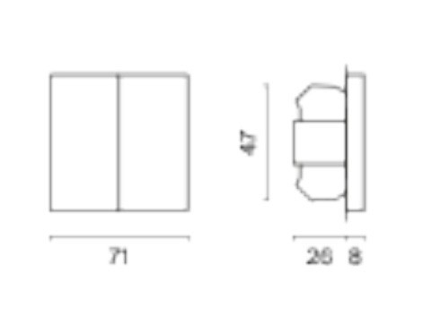 Выключатель двухклавишный без рамки voltum s70 vls020101