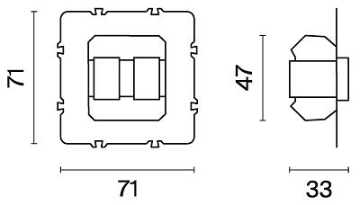 Механизм выключателя проходного двухклавишного voltum s70 vls0203m