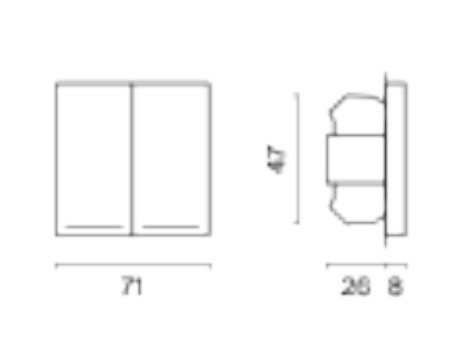 Выключатель проходной двухклавишный с подсветкой без рамки voltum s70 vls020406