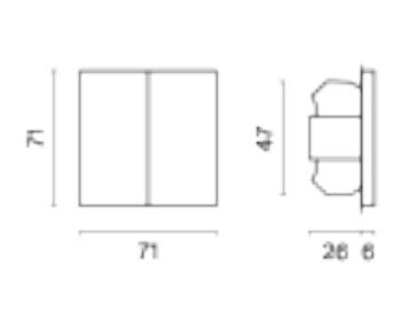 Переключатель перекрестный двухклавишный без рамки voltum s70 vls020501