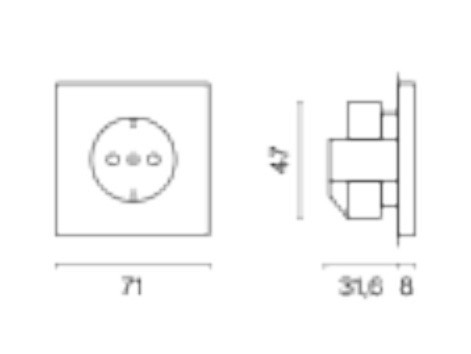 Розетка с заземлением и со шторкой, Без рамки voltum s70 vls040202