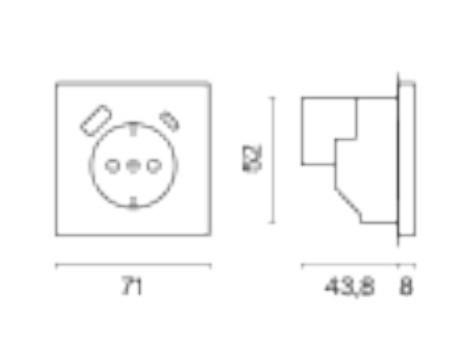 Розетка с заземлением и со шторкой и 2хusb type a и c, Без рамки voltum s70 vls040505