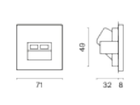 Розетка двойная ethernet rj-45 без рамки voltum s70 vls060202