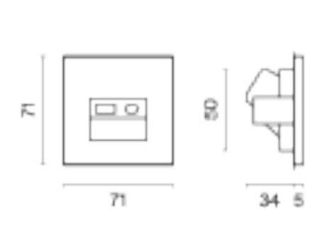 Тв-розетка и розетка ethernet rj-45 без рамки voltum s70 vls060708