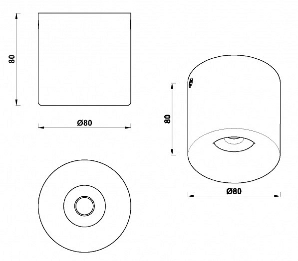 Накладной светильник iledex metrica 108-7w-d80-4000k-24dg-bk