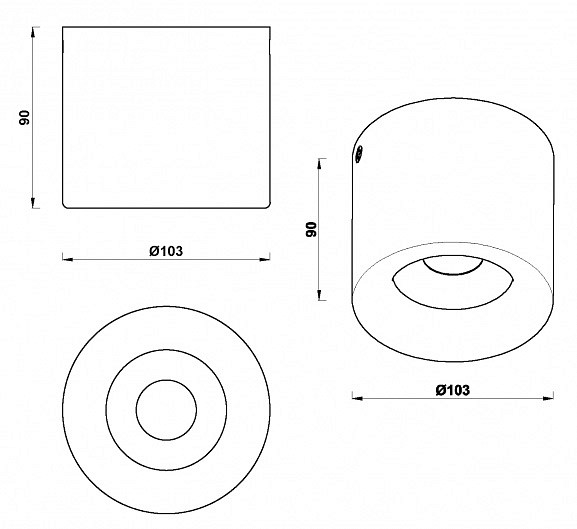 Накладной светильник iledex metrica 113-12w-d100-3000k-24dg-bk