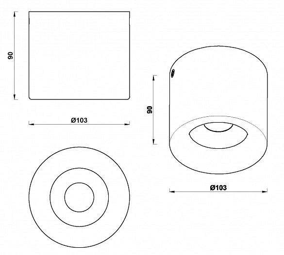 Накладной светильник iledex metrica 113-12w-d100-4000k-24dg-bk