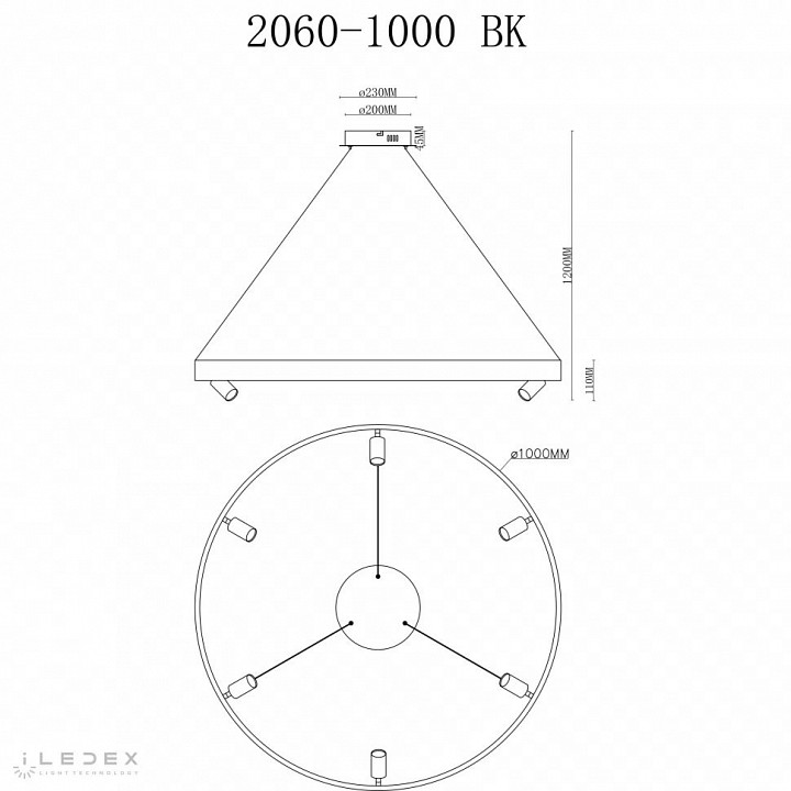 Подвесная люстра iledex vision 2060-d1000 bk
