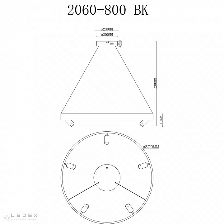 Подвесная люстра iledex vision 2060-d800 bk