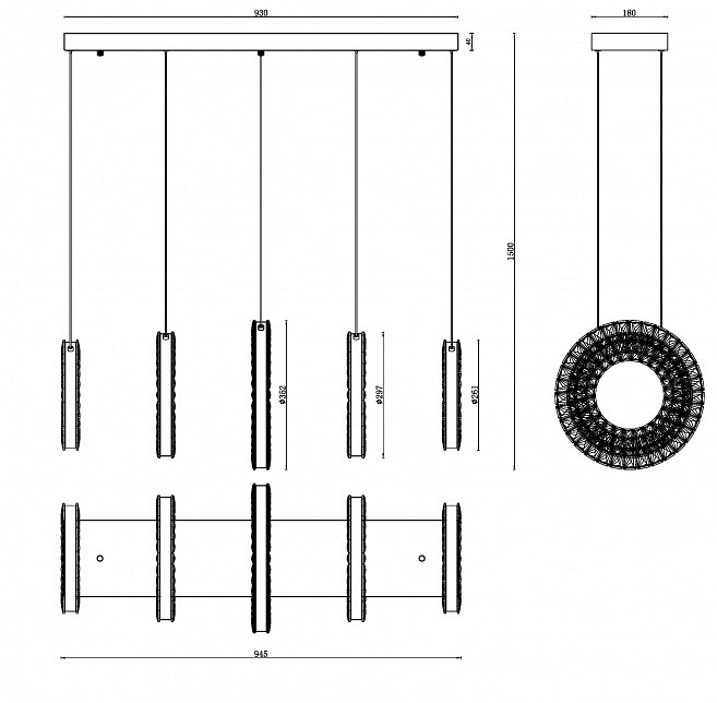 Подвесной светильник iledex crystal ice 4460-5 72w tgd
