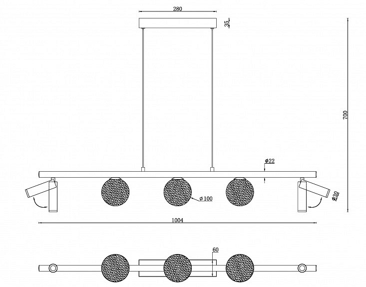 Подвесной светильник iledex telescope c4774-100 sgd