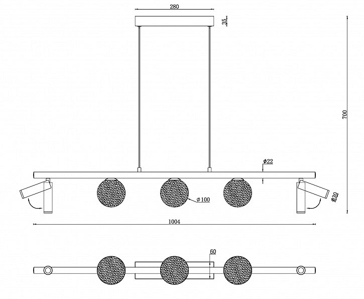 Подвесной светильник iledex telescope c4774-100 swh