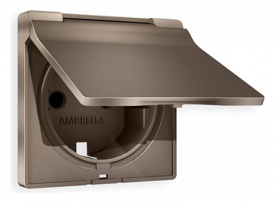 Накладка для розетки влагозащищенной с заземлением и со шторками с крышкой ambrella volt quant ap6380