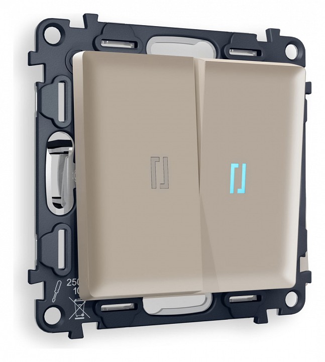 Выключатель проходной двухклавишный с подсветкой ambrella volt alfa ma364040