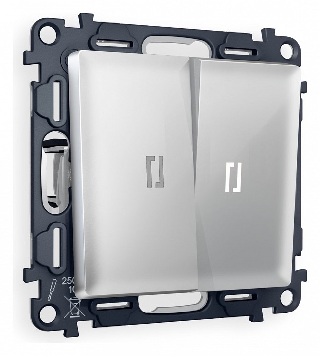 Выключатель двухклавишный с подсветкой без рамки ambrella volt alfa ma404015