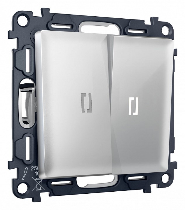 Выключатель проходной двухклавишный с подсветкой ambrella volt alfa ma404035