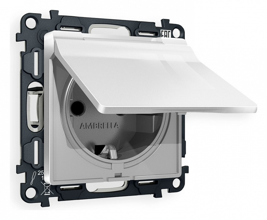 Розетка с заземлением и со шторкой, Без рамки с крышкой ambrella volt alfa ma408010