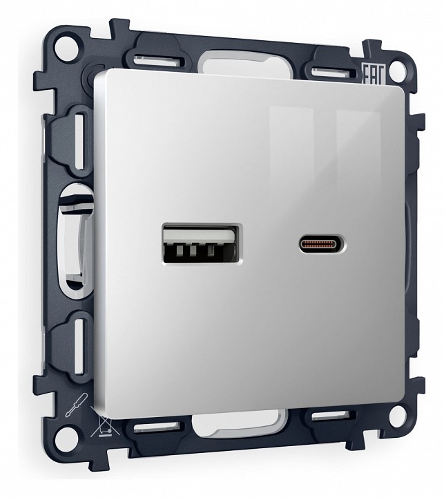 Розетка 2хusb type a и c без рамки ambrella volt alfa ma411010