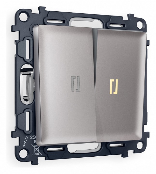 Выключатель двухклавишный с подсветкой без рамки ambrella volt alfa ma504010