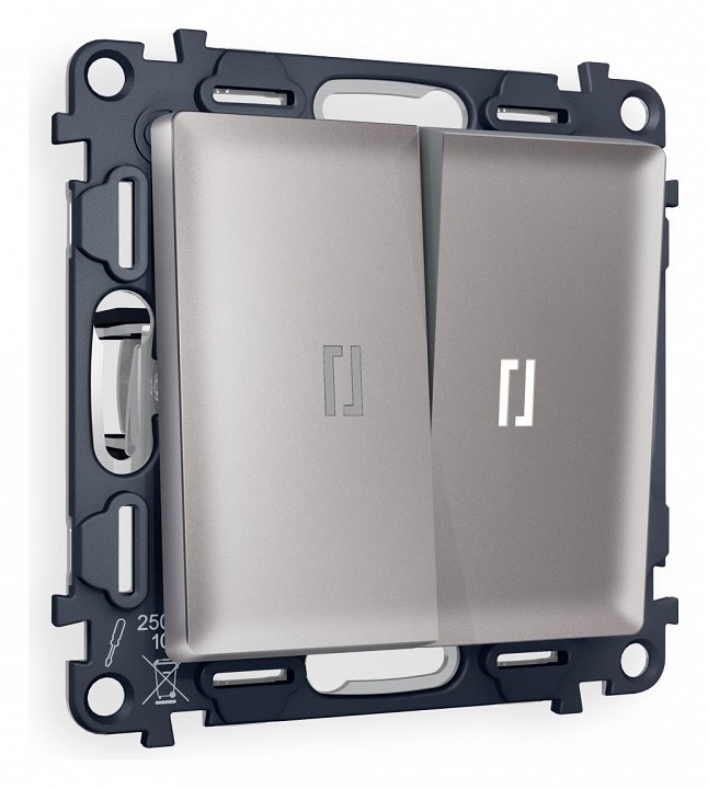 Выключатель двухклавишный с подсветкой без рамки ambrella volt alfa ma504015