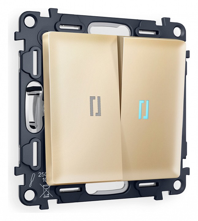 Выключатель двухклавишный с подсветкой без рамки ambrella volt alfa ma604020