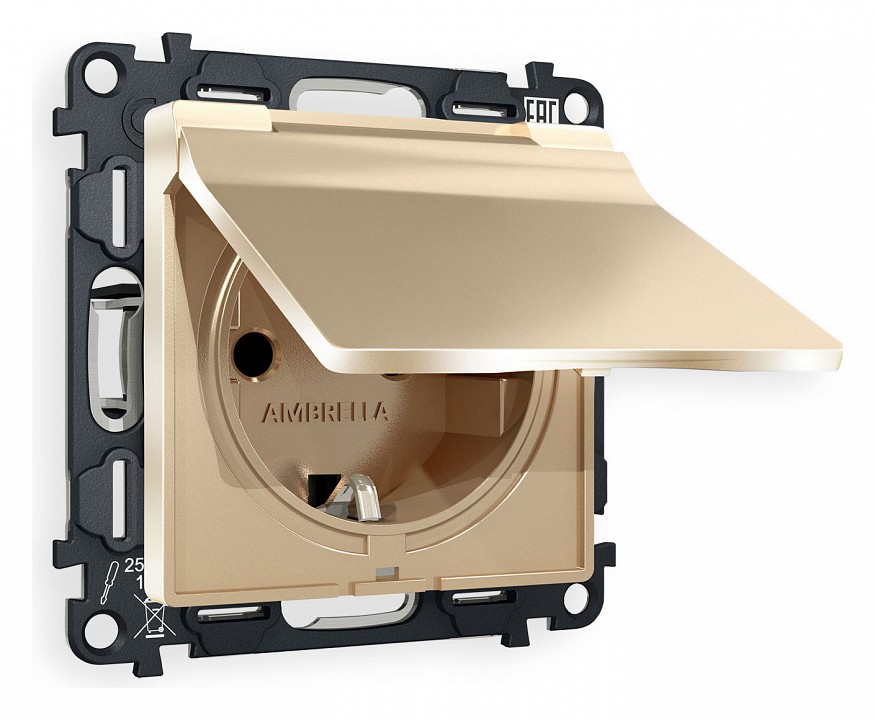 Розетка с заземлением и со шторкой, Без рамки с крышкой ambrella volt alfa ma608010