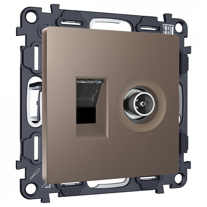 Тв-розетка и розетка ethernet rj-45 без рамки ambrella volt alfa ma642510