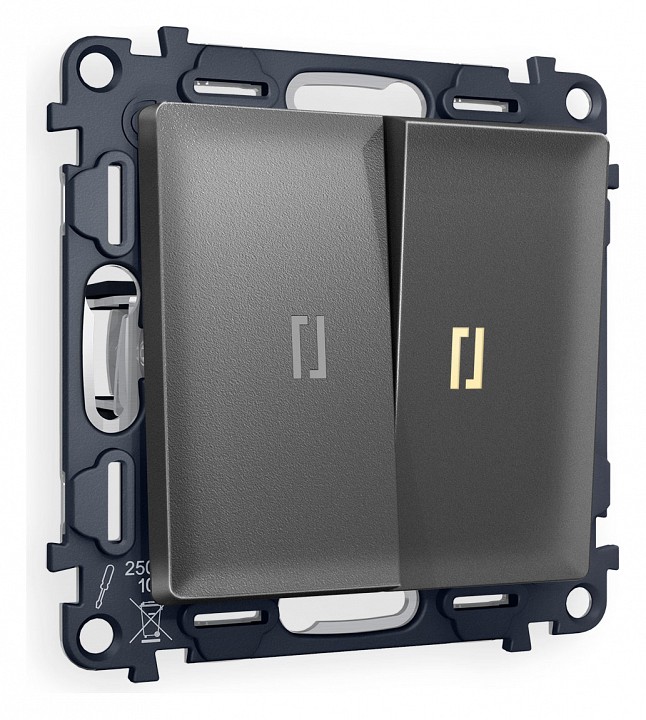 Выключатель двухклавишный с подсветкой без рамки ambrella volt alfa ma654010