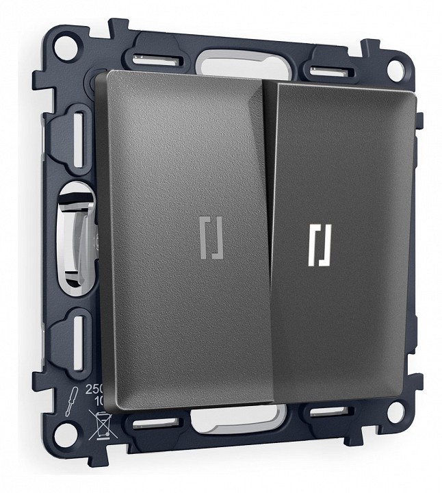 Выключатель двухклавишный с подсветкой без рамки ambrella volt alfa ma654015