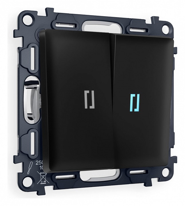 Выключатель двухклавишный с подсветкой без рамки ambrella volt alfa ma804020