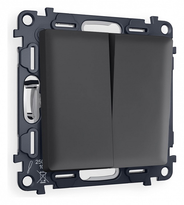 Выключатель двухклавишный без рамки ambrella volt alfa ma903010