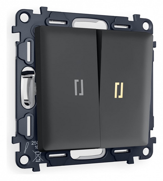 Выключатель двухклавишный с подсветкой без рамки ambrella volt alfa ma904010